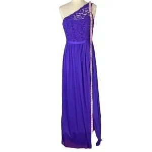 David s Bridal Dresses Davids Bridal Lace One Shoulder Regency Bridesmaid Dress Size 2 Purple Royal Poshmark